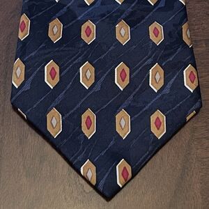Vintage Hill Archer Blue Gold 100% Polyester Men’s Neck Tie Made In Korea